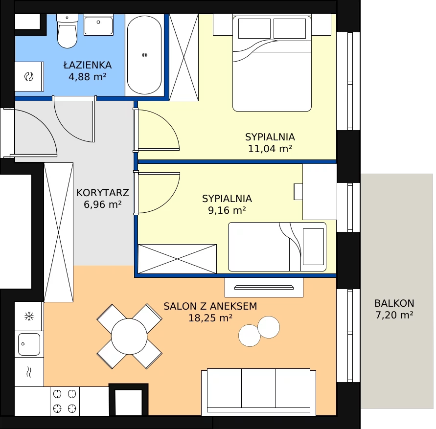 Zalety mieszkania 50.29 m², M234