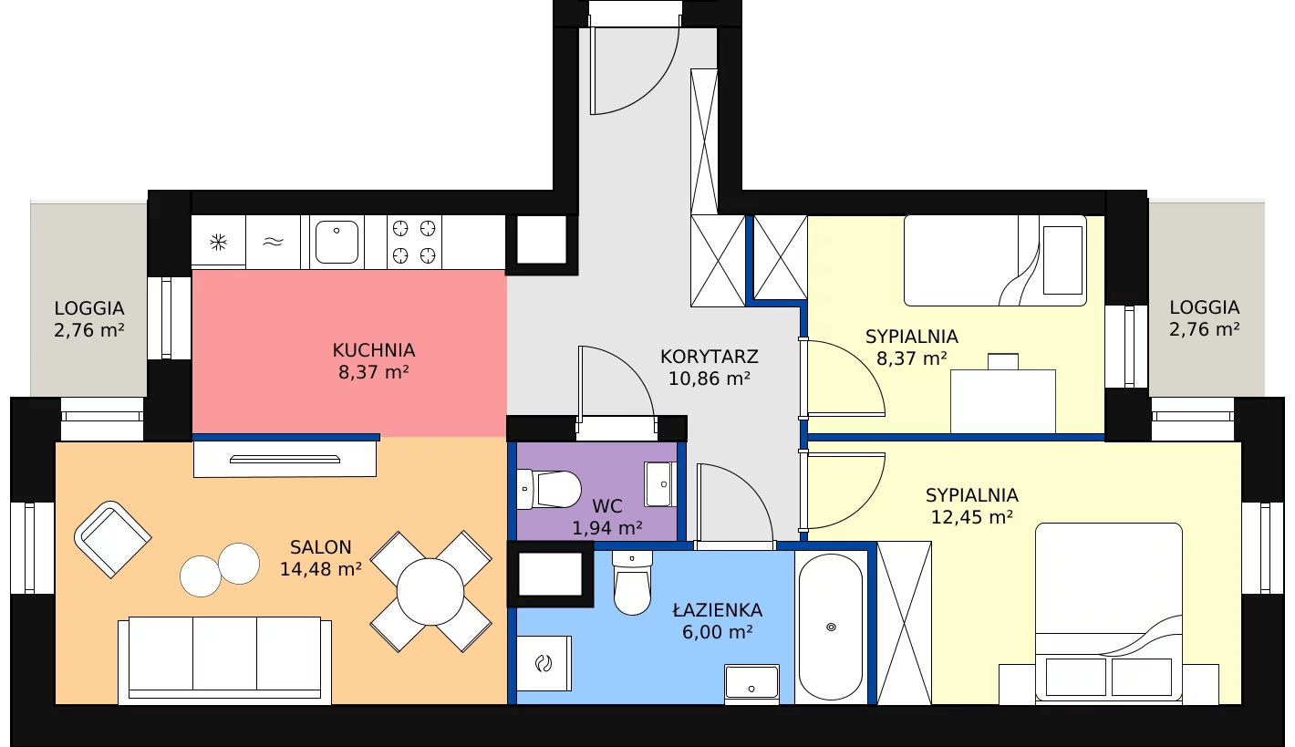 Zalety mieszkania 62.47 m², M236