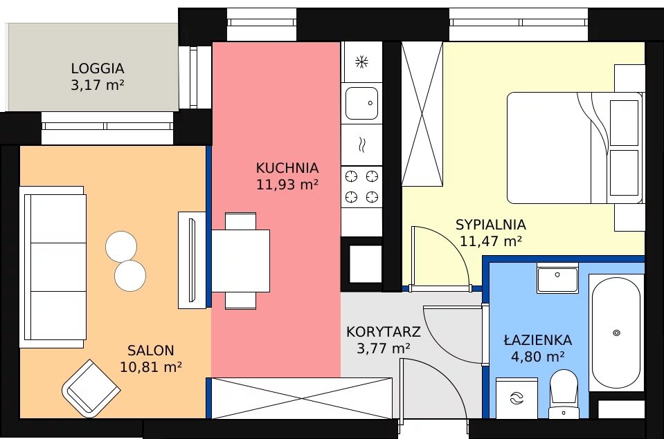 Zalety mieszkania 42.78 m², M246