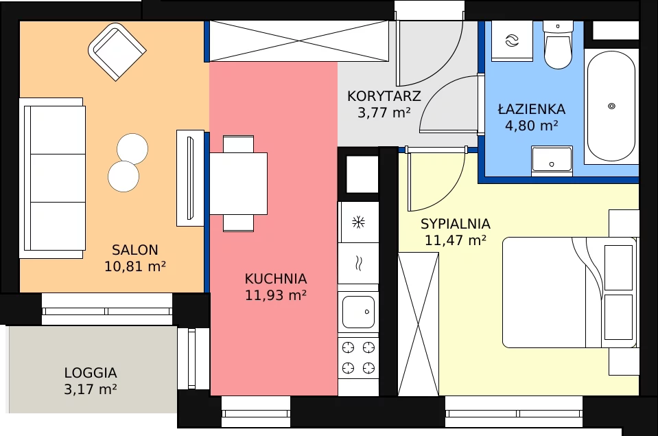 Zalety mieszkania 42.78 m², M253