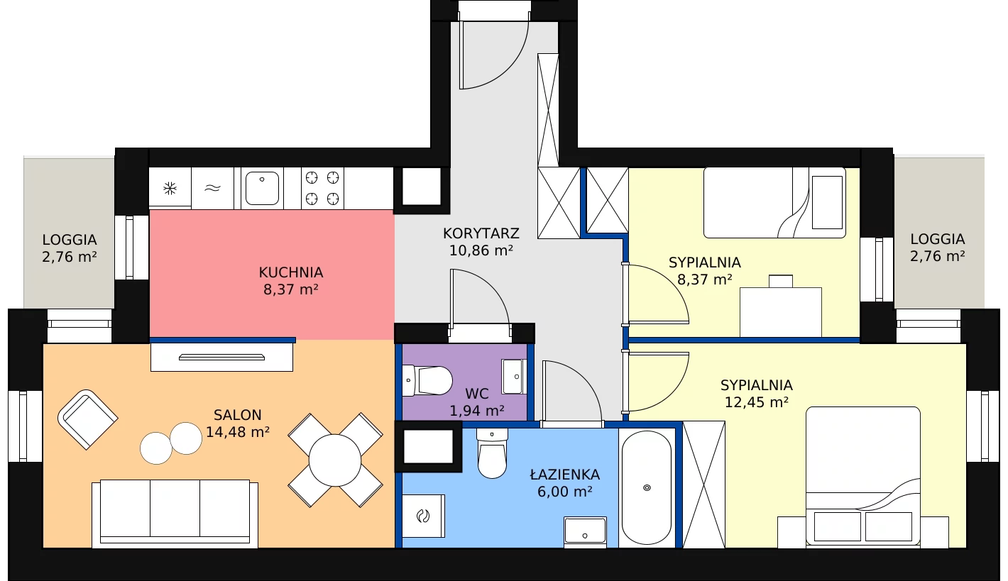 Zalety mieszkania 62.47 m², M254