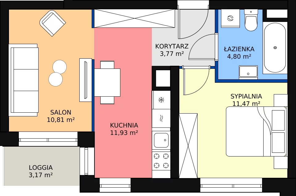 Zalety mieszkania 42.78 m², M262