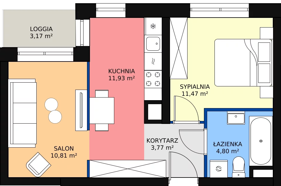 Zalety mieszkania 42.78 m², M264