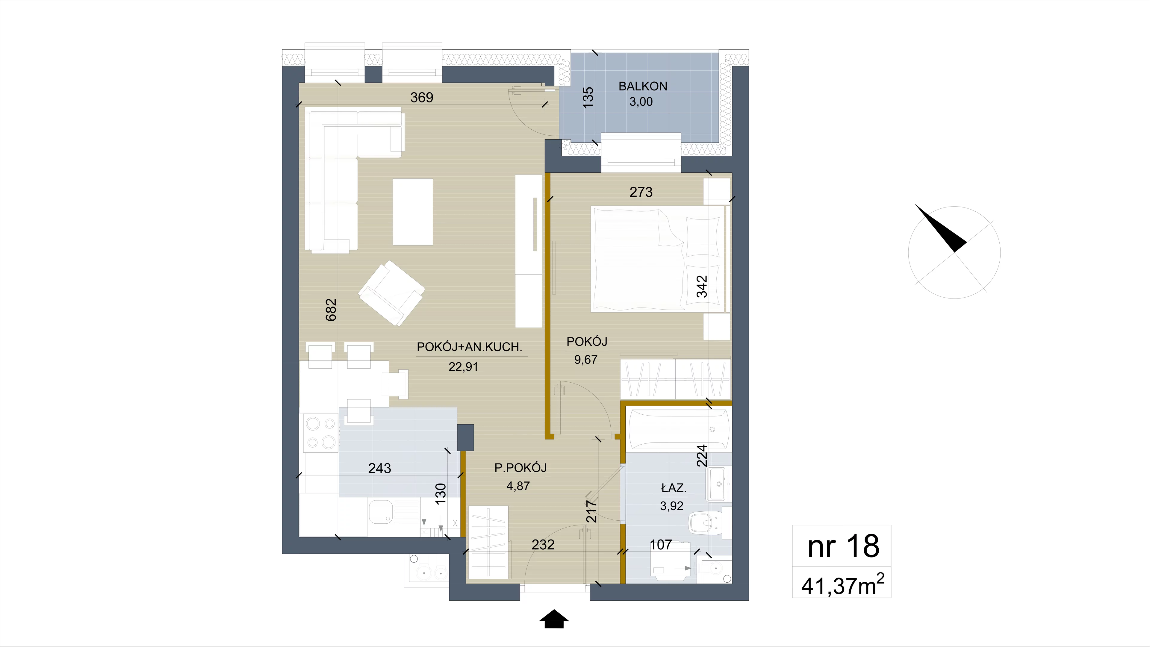 Apartament 41,37 m², piętro 2, oferta nr 18, Apartamenty Łąkowa, Białystok, Bojary, ul. Łąkowa 16