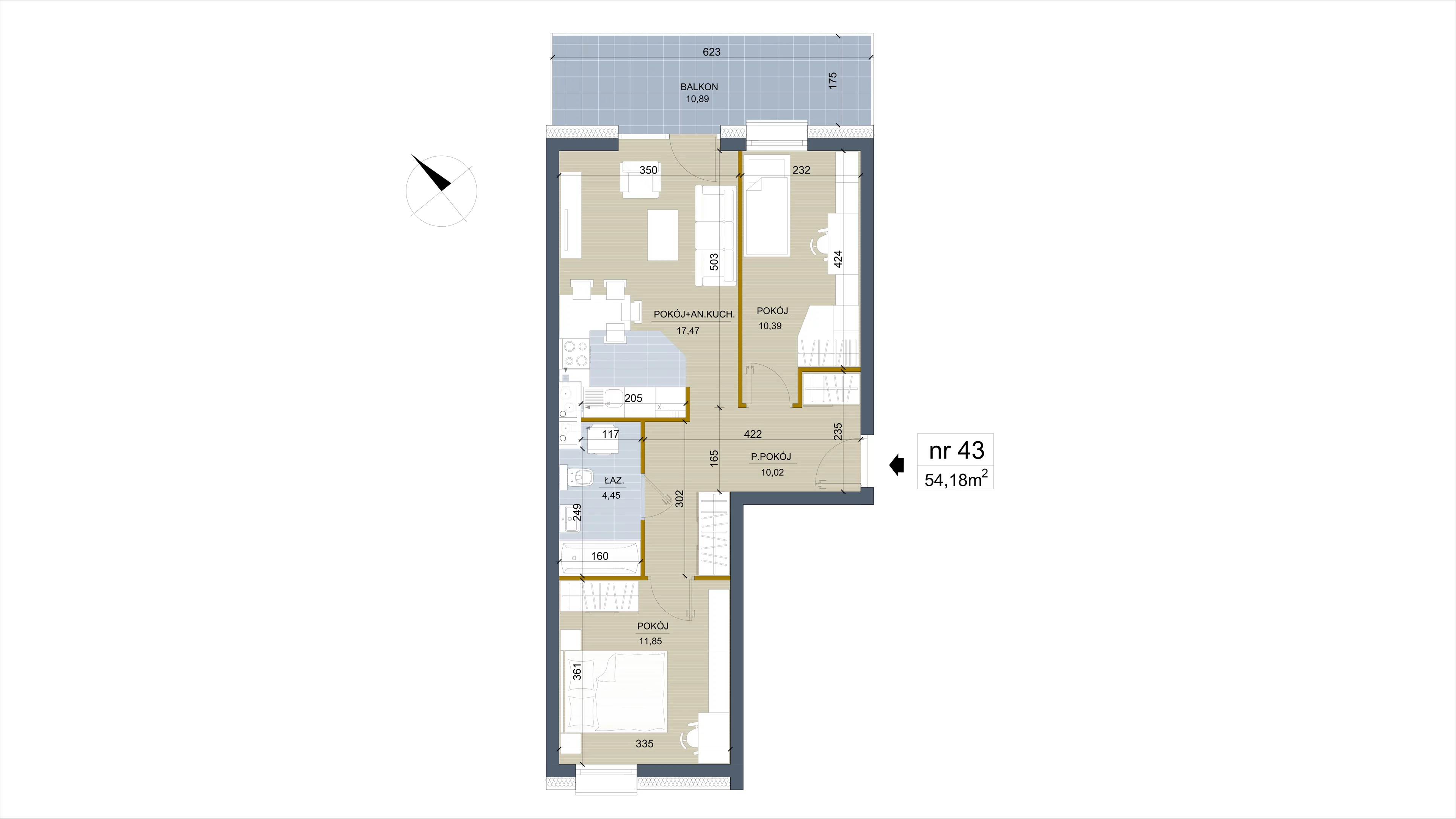 Apartament 54,18 m², piętro 2, oferta nr 43, Apartamenty Łąkowa, Białystok, Bojary, ul. Łąkowa 16