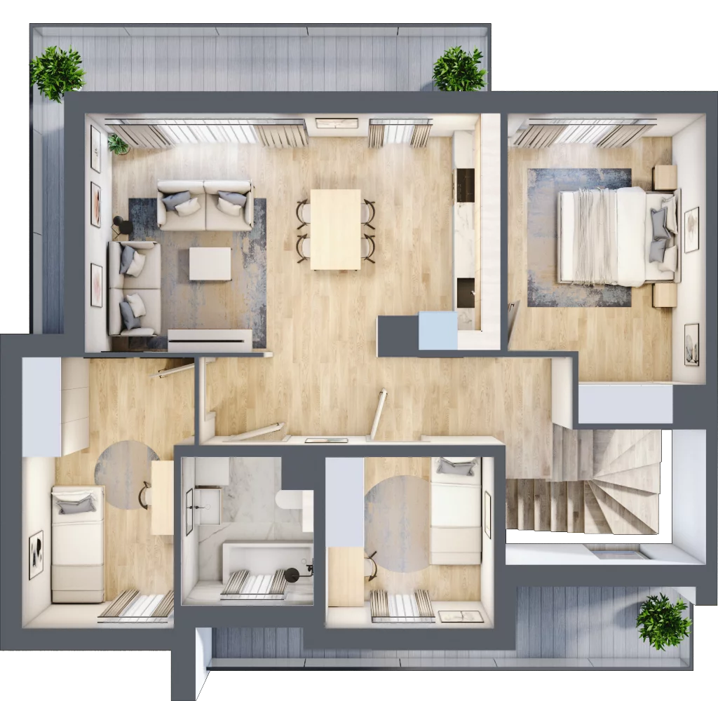 3 pokoje, mieszkanie 82,24 m², piętro 1, oferta nr 1/A1/2, Jeziorowa Prestige House, Warszawa, Wawer, Zerzeń, ul. Jeziorowa