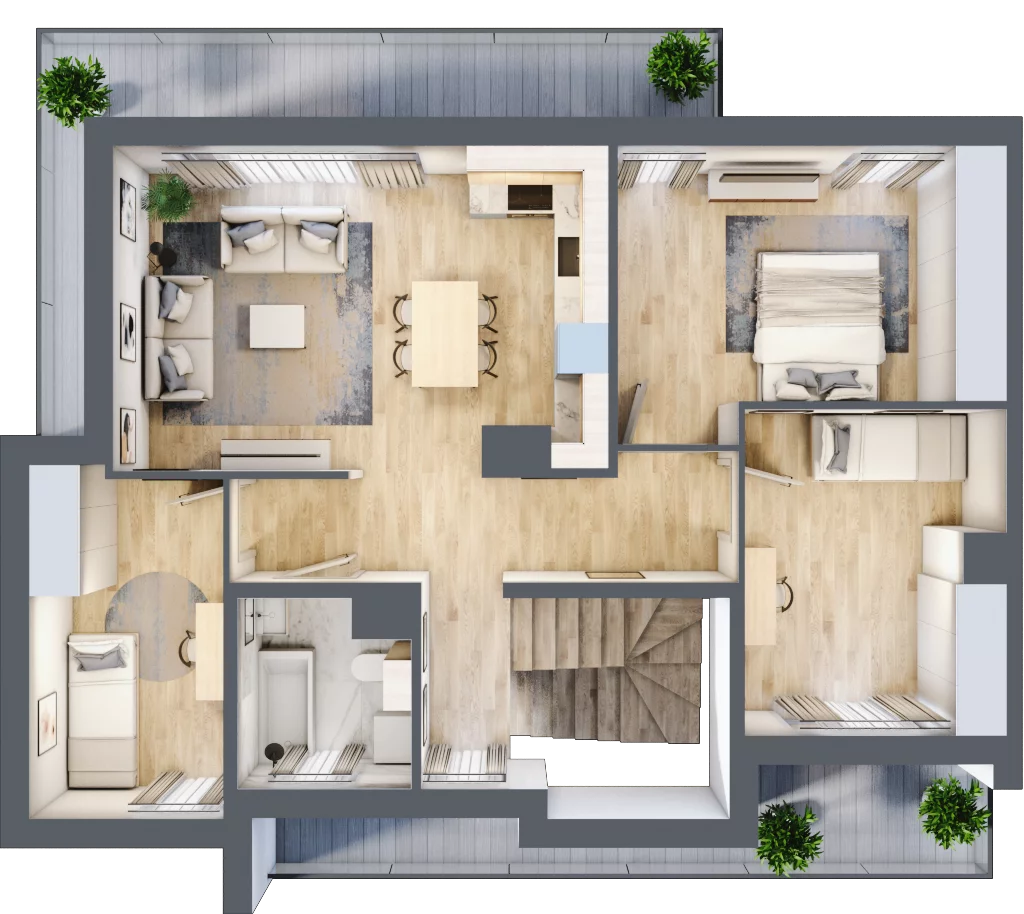 4 pokoje, mieszkanie 85,16 m², piętro 1, oferta nr 17/B1/2, Jeziorowa Prestige House, Warszawa, Wawer, Zerzeń, ul. Jeziorowa