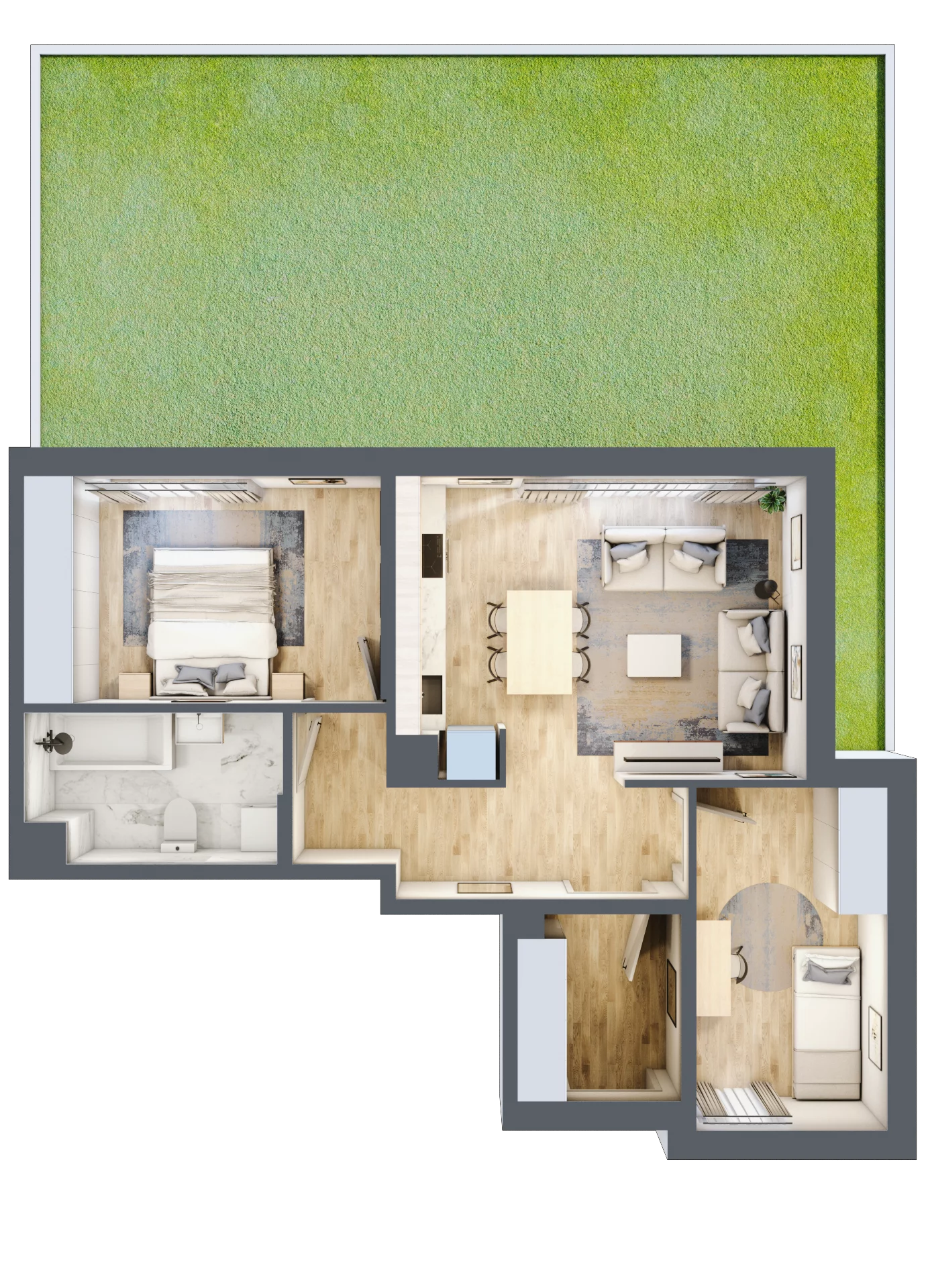 3 pokoje, mieszkanie 58,22 m², parter, oferta nr 2/A2/1, Jeziorowa Prestige House, Warszawa, Wawer, Zerzeń, ul. Jeziorowa