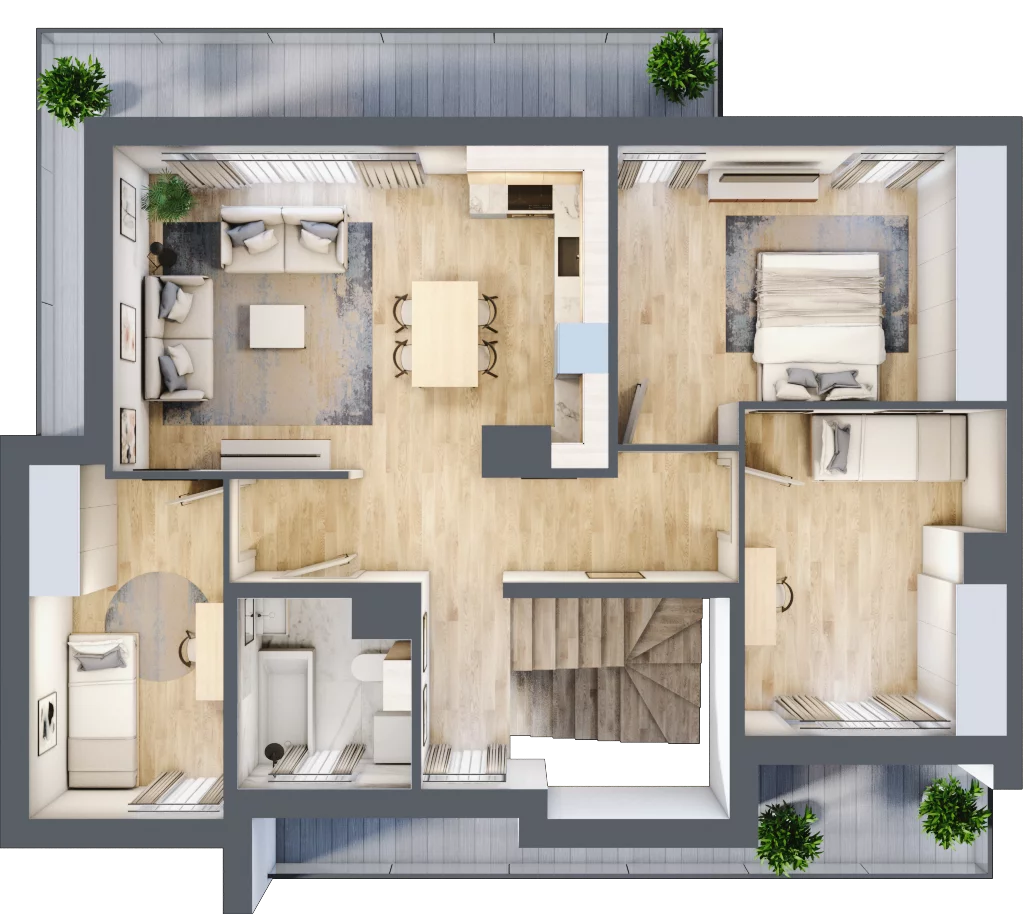 4 pokoje, mieszkanie 85,16 m², piętro 1, oferta nr 23/B1/2, Jeziorowa Prestige House, Warszawa, Wawer, Zerzeń, ul. Jeziorowa