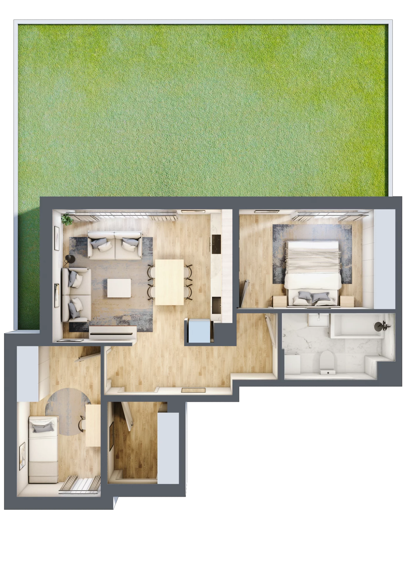 3 pokoje, mieszkanie 58,22 m², parter, oferta nr 3/A1/1, Jeziorowa Prestige House, Warszawa, Wawer, Zerzeń, ul. Jeziorowa