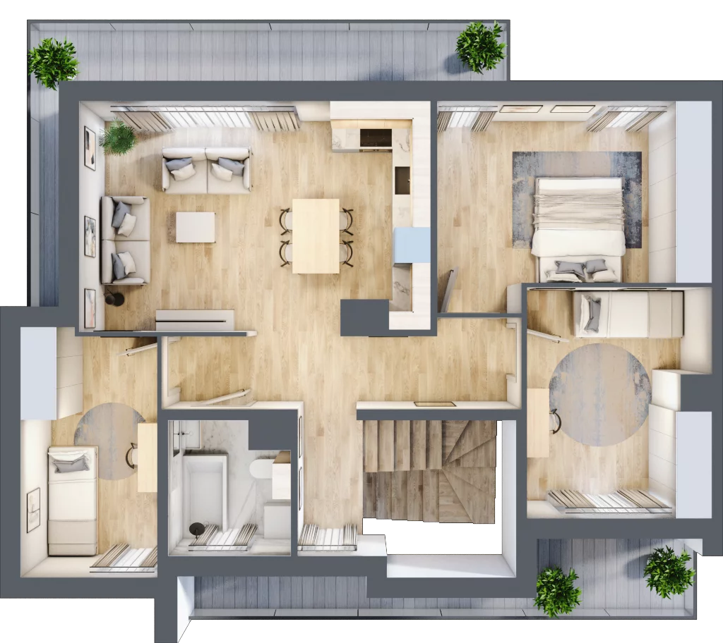 4 pokoje, mieszkanie 85,16 m², piętro 1, oferta nr 31/B1/2, Jeziorowa Prestige House, Warszawa, Wawer, Zerzeń, ul. Jeziorowa