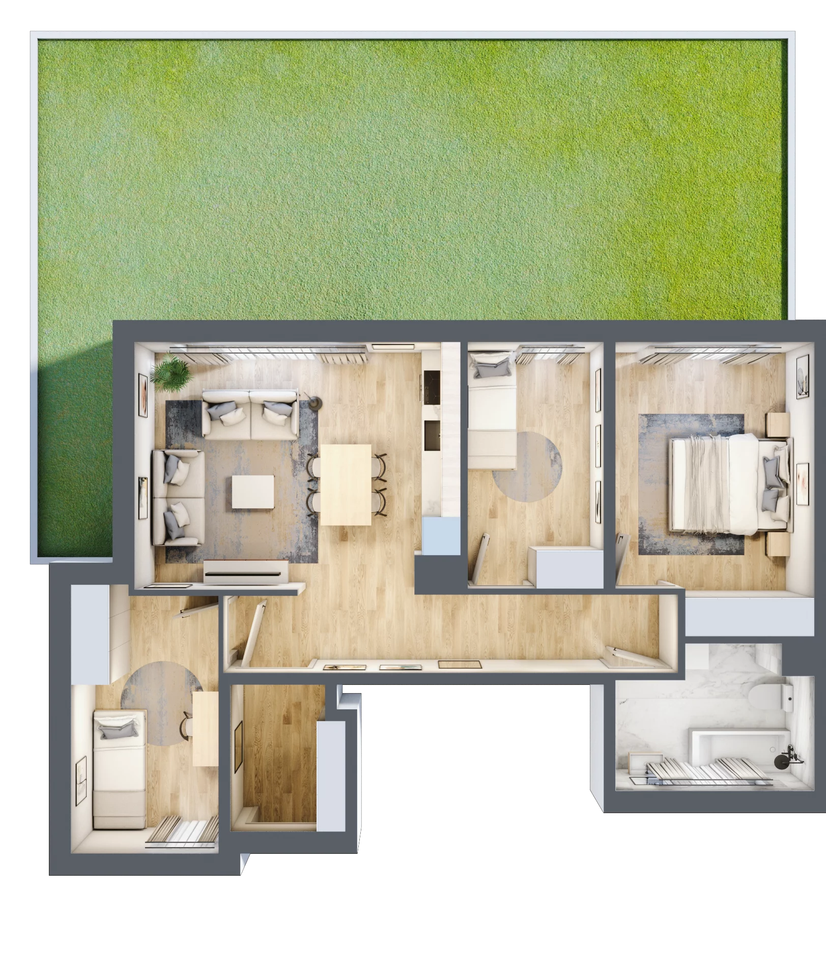 4 pokoje, mieszkanie 70,22 m², parter, oferta nr 31/B1/1, Jeziorowa Prestige House, Warszawa, Wawer, Zerzeń, ul. Jeziorowa