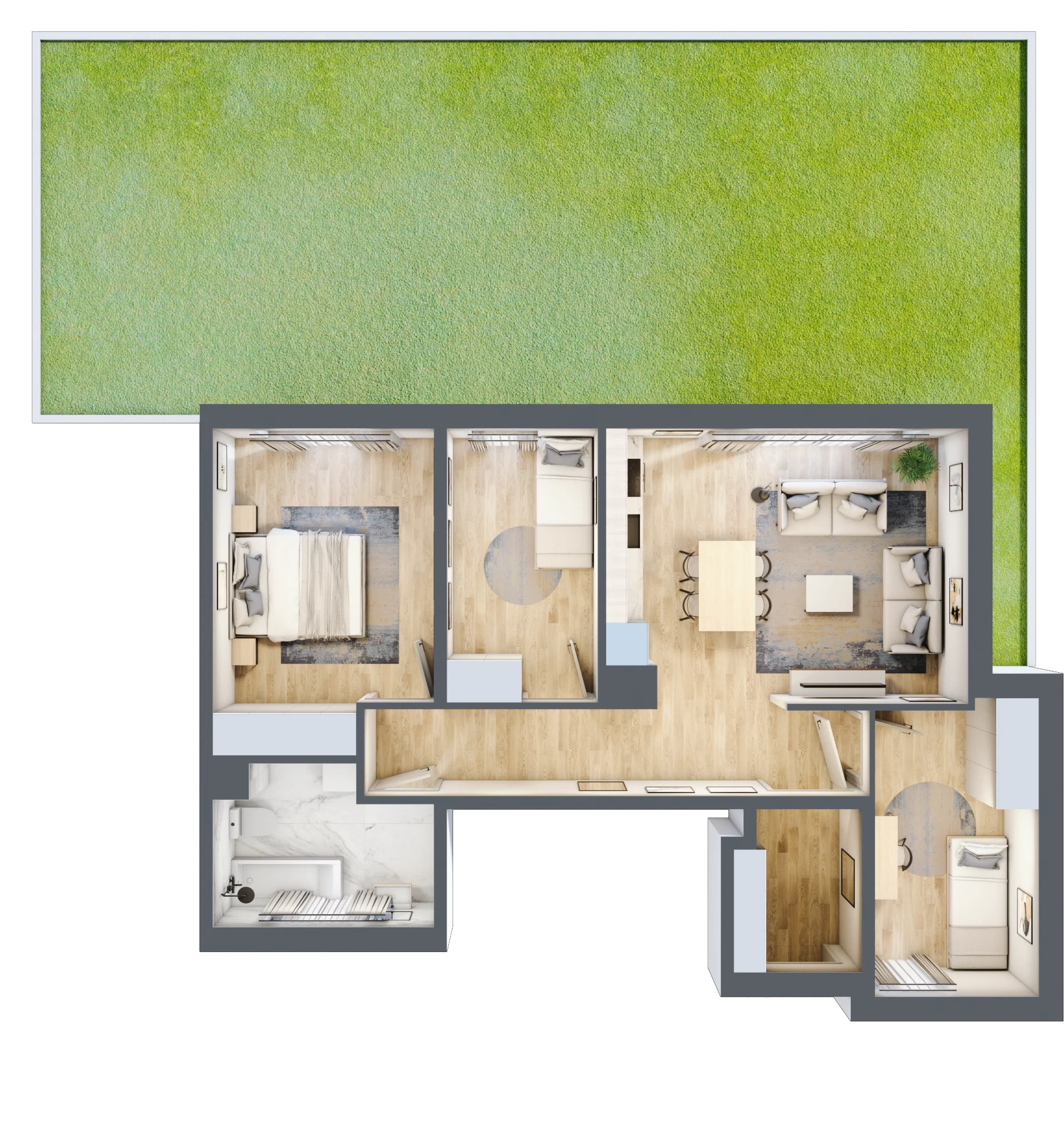 4 pokoje, mieszkanie 70,22 m², parter, oferta nr 32/B2/1, Jeziorowa Prestige House, Warszawa, Wawer, Zerzeń, ul. Jeziorowa