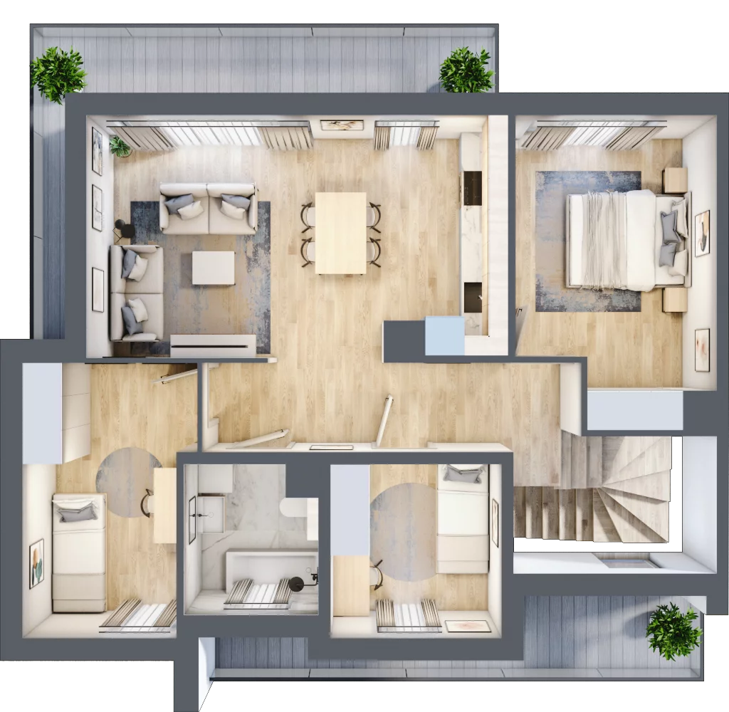 3 pokoje, mieszkanie 82,24 m², piętro 1, oferta nr 7/A1/2, Jeziorowa Prestige House, Warszawa, Wawer, Zerzeń, ul. Jeziorowa