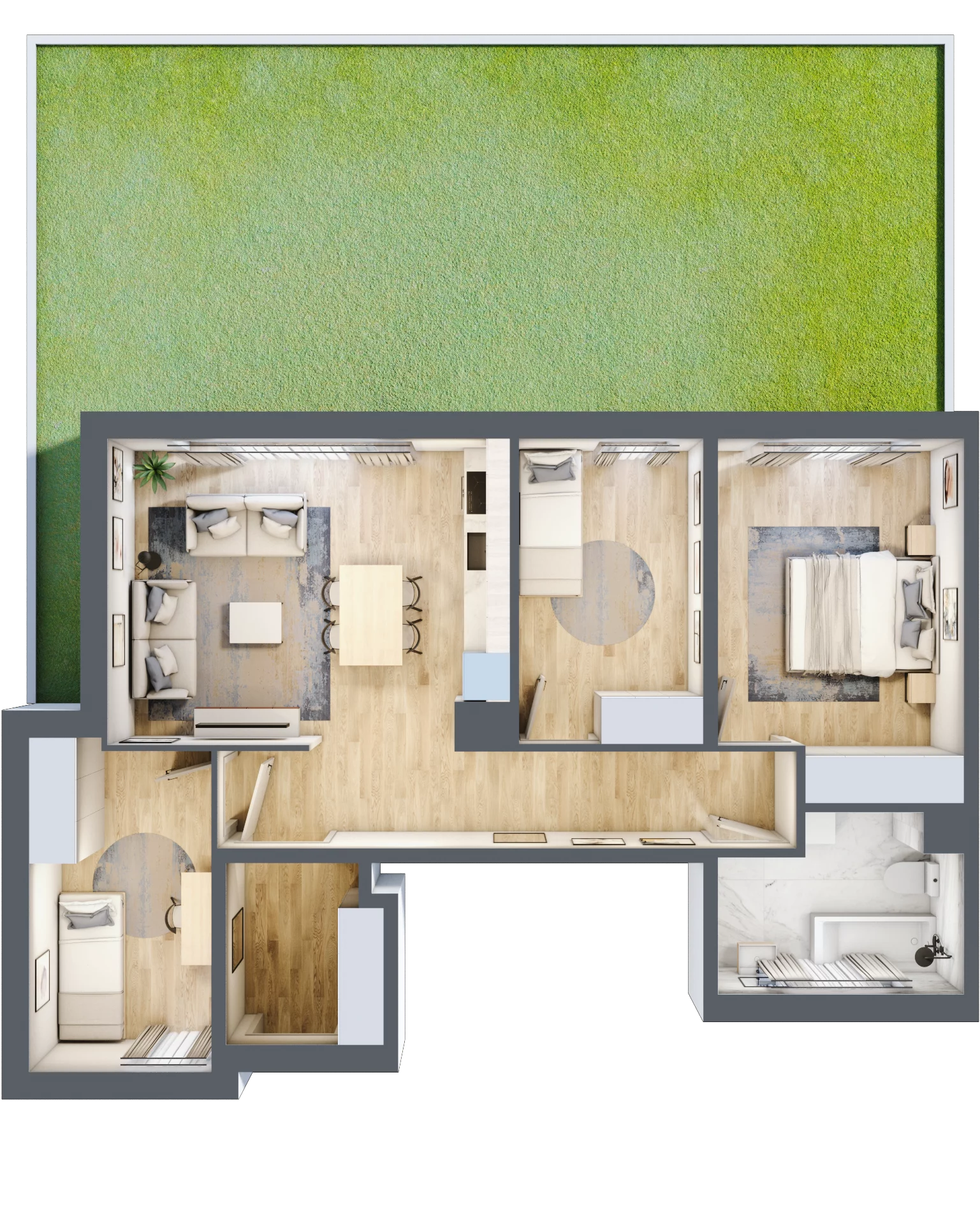 4 pokoje, mieszkanie 71,70 m², parter, oferta nr 9/C1/1, Jeziorowa Prestige House, Warszawa, Wawer, Zerzeń, ul. Jeziorowa