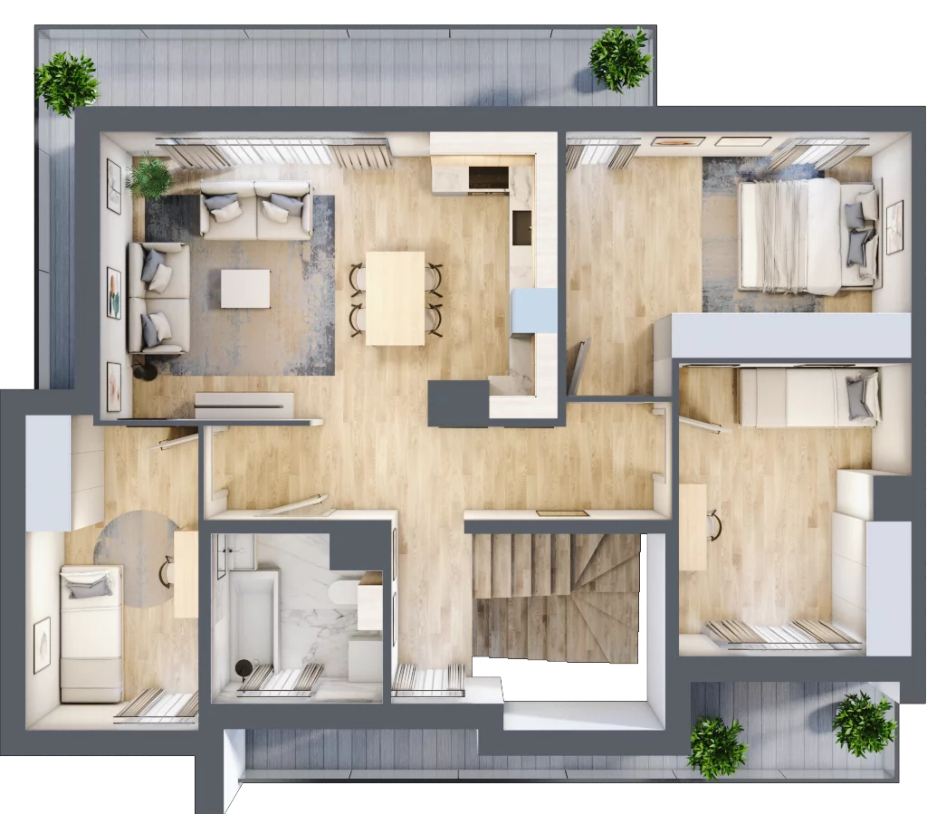 4 pokoje, mieszkanie 86,62 m², piętro 1, oferta nr 9/C1/2, Jeziorowa Prestige House, Warszawa, Wawer, Zerzeń, ul. Jeziorowa