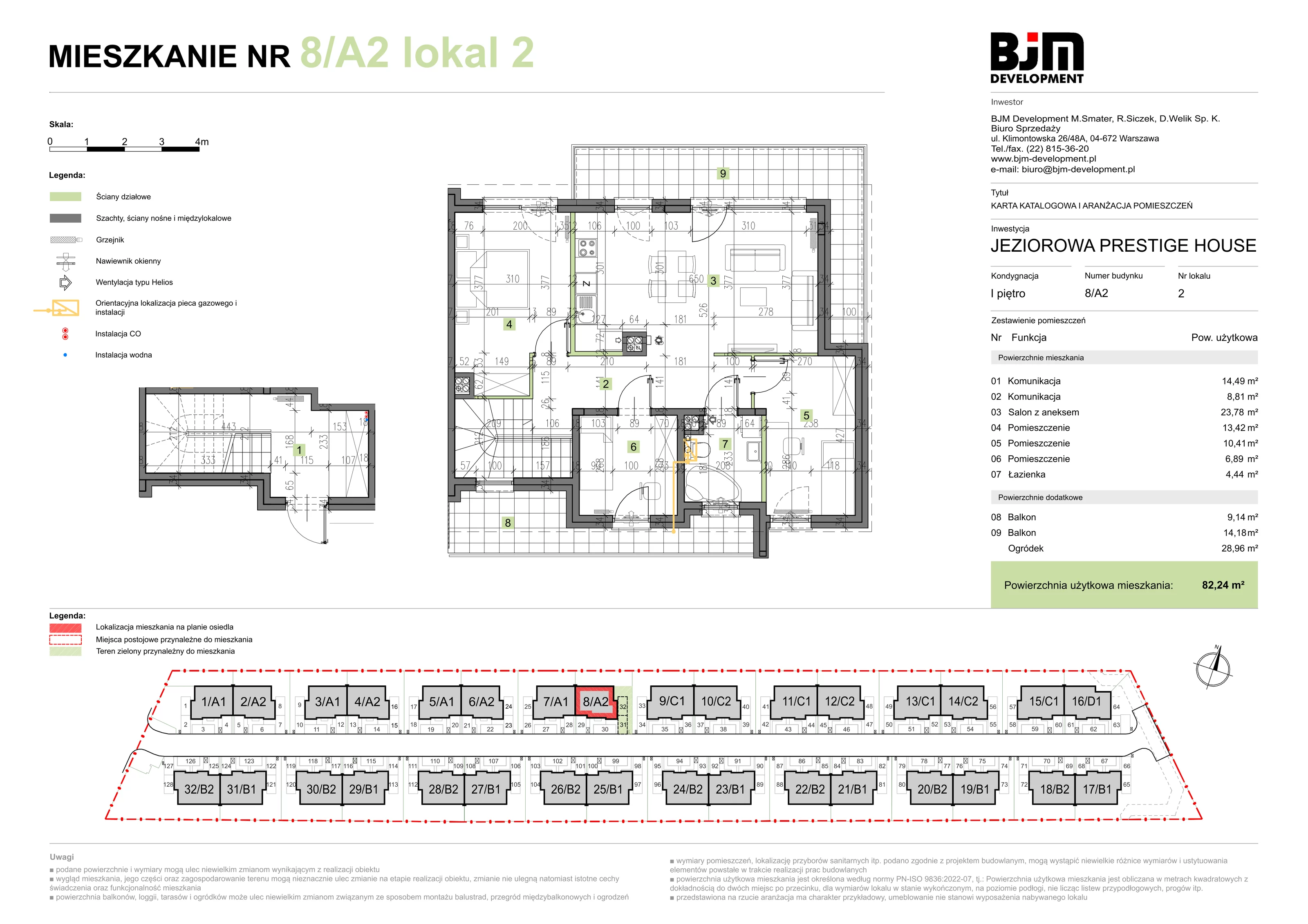 3 pokoje, mieszkanie 82,24 m², piętro 1, oferta nr 8/A2/2, Jeziorowa Prestige House, Warszawa, Wawer, Zerzeń, ul. Jeziorowa