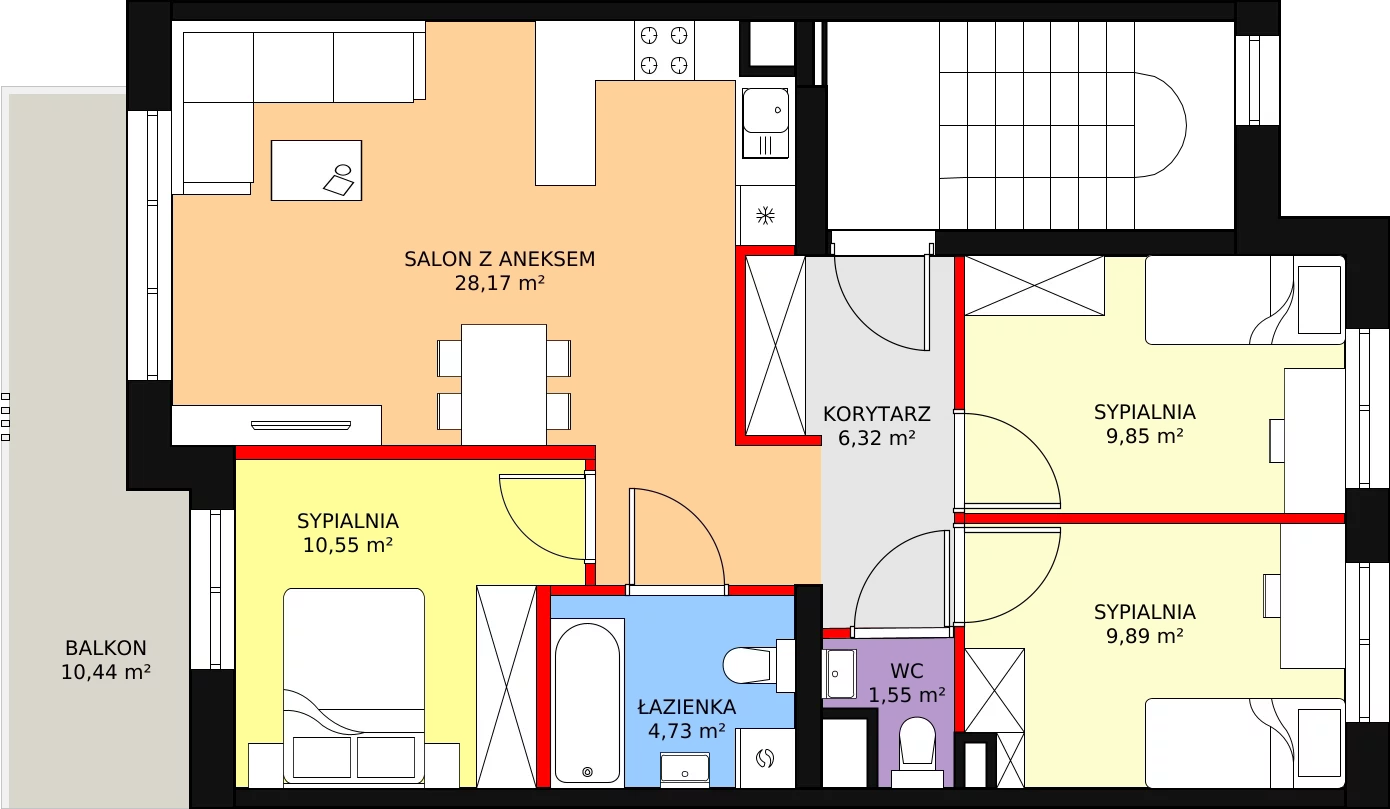 Mieszkanie 71,06 m², piętro 1, oferta nr A3/A, Osiedle CONTIGO, Wrocław, Psie Pole-Zawidawie, Zakrzów, ul. Siedzikówny