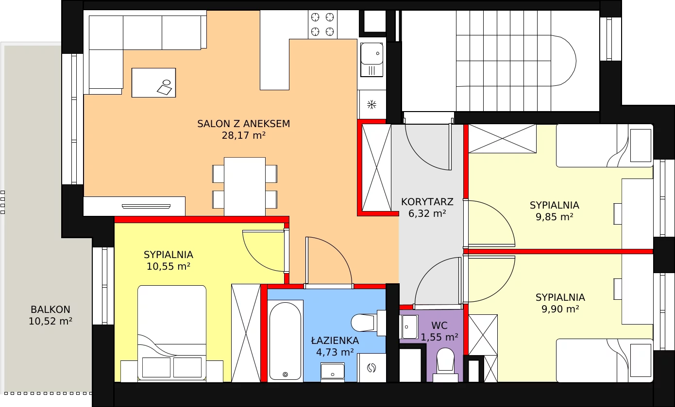 Mieszkanie 71,07 m², piętro 1, oferta nr A7/A, Osiedle CONTIGO, Wrocław, Psie Pole-Zawidawie, Zakrzów, ul. Siedzikówny