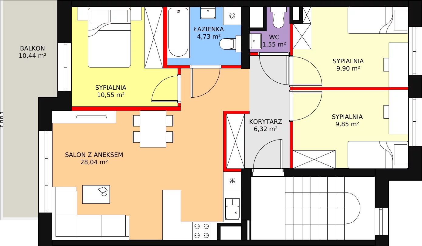 Mieszkanie 70,93 m², piętro 2, oferta nr A10/B, Osiedle CONTIGO, Wrocław, Psie Pole-Zawidawie, Zakrzów, ul. Siedzikówny