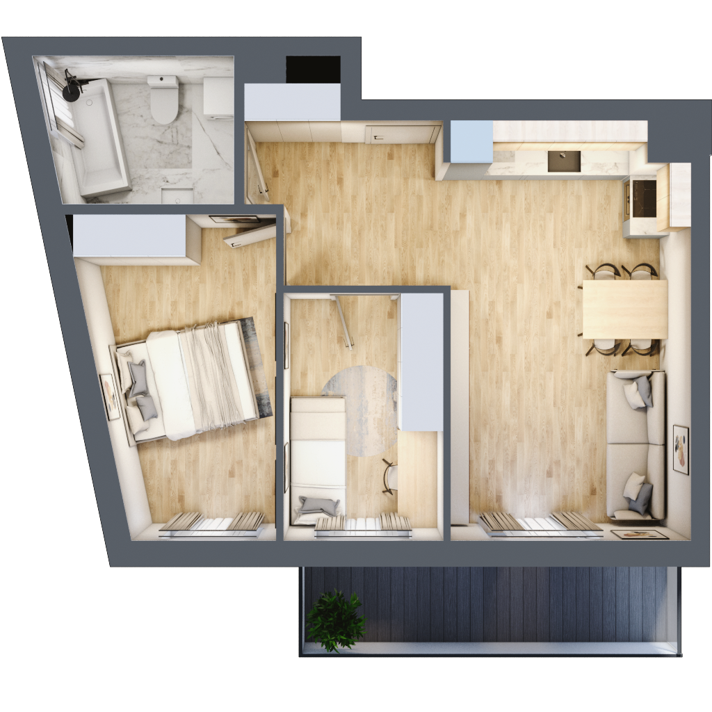 Mieszkanie 52,83 m², piętro 1, oferta nr A/1/19, Osiedle Parkowe Aleje etap II, Wrocław, Brochów, Krzyki, ul. Syryjska