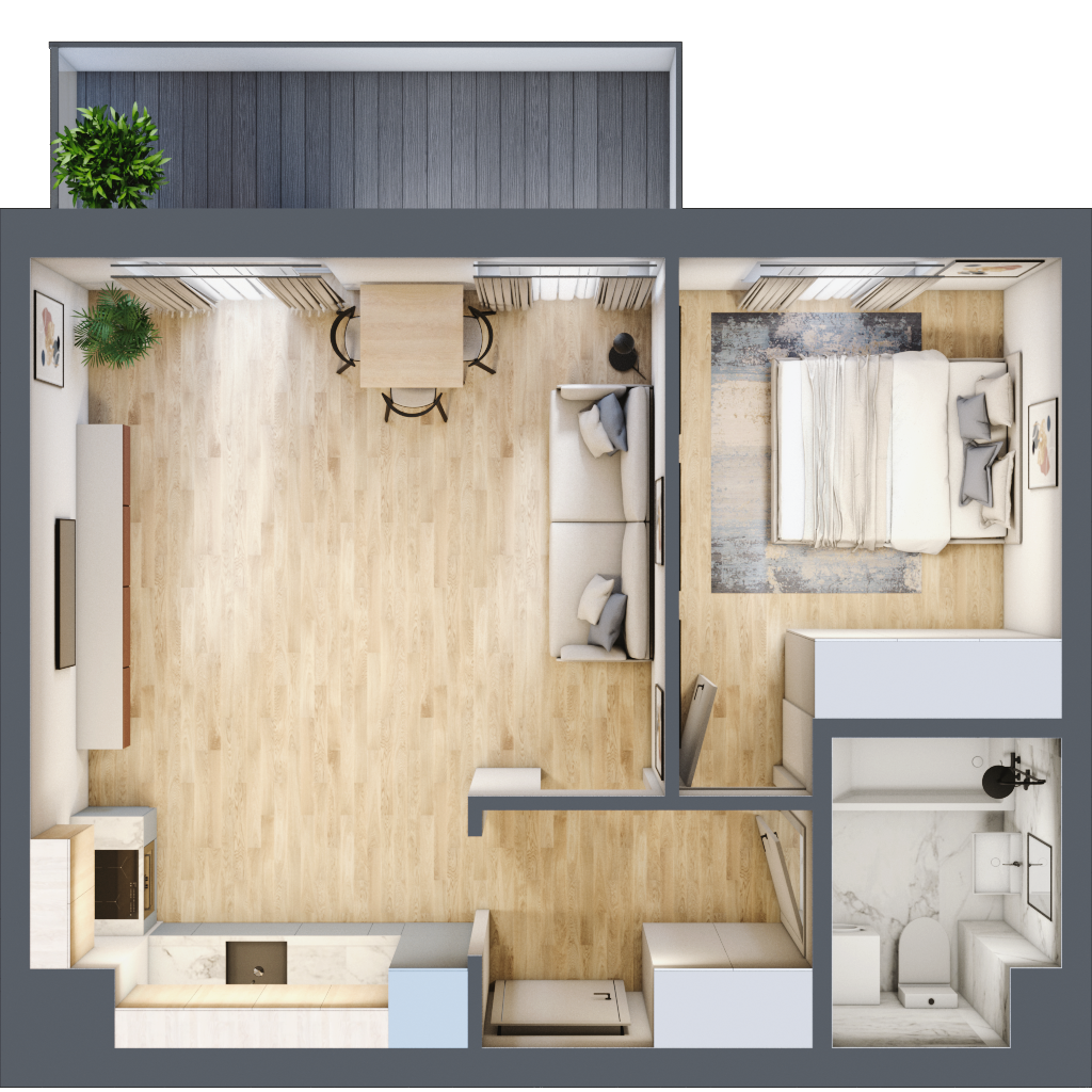 Mieszkanie 44,66 m², parter, oferta nr B1/0/4, Osiedle Parkowe Aleje etap II, Wrocław, Brochów, Krzyki, ul. Syryjska