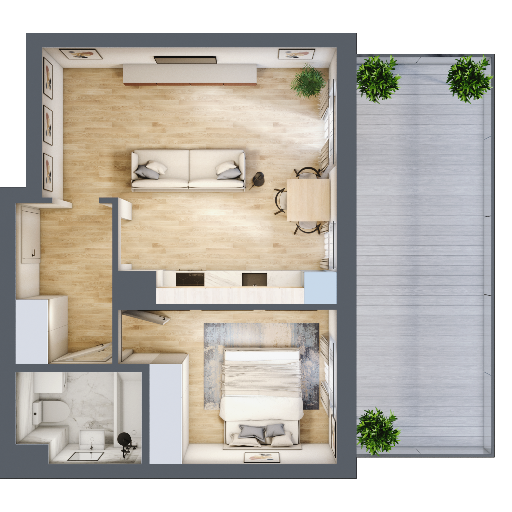 Mieszkanie 42,94 m², parter, oferta nr B1/0/10, Osiedle Parkowe Aleje etap II, Wrocław, Brochów, Krzyki, ul. Syryjska