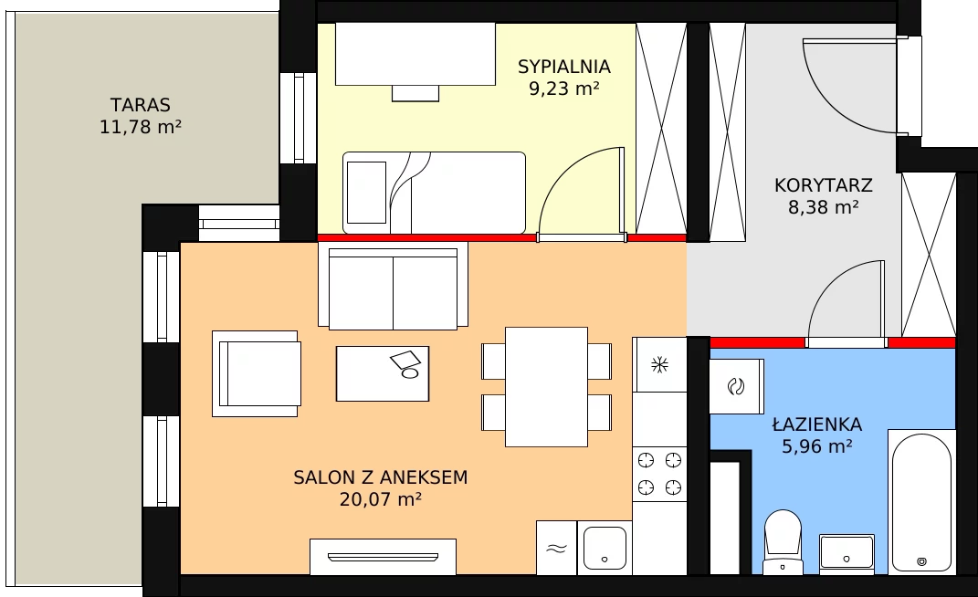 Zalety apartamentu 44.03 m², A1.0.3