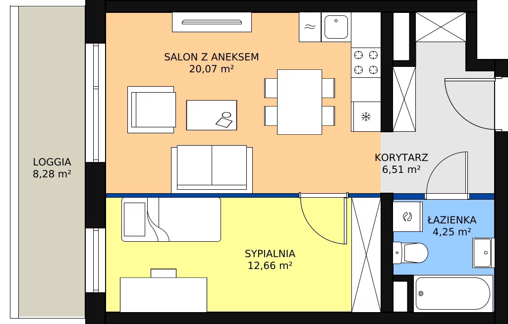 Zalety mieszkania 44.17 m², A2.2.6