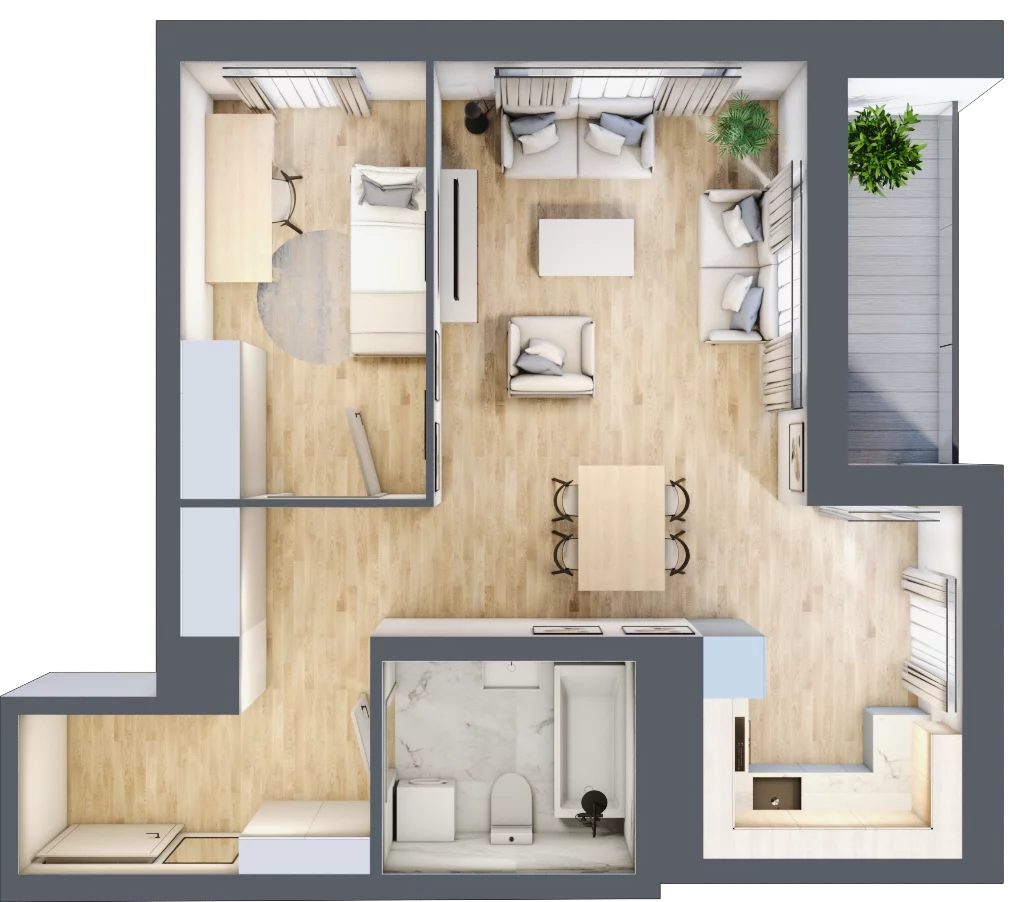 2 pokoje, apartament 51,44 m², piętro 3, oferta nr A2.3.14, Emilii Plater 7, Szczecin, Śródmieście, Skolwin, ul. Miedziana 4