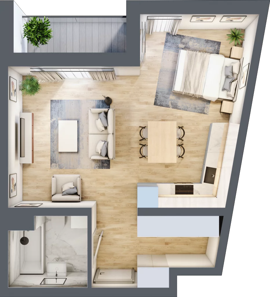 1 pokój, apartament 42,49 m², piętro 4, oferta nr B1.4.11, Emilii Plater 7, Szczecin, Śródmieście, Skolwin, ul. Miedziana 4