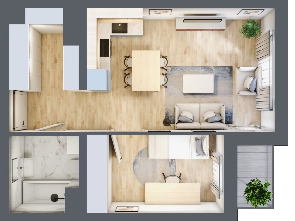 2 pokoje, apartament 41,06 m², piętro 2, oferta nr B2.2.2, Emilii Plater 7, Szczecin, Śródmieście, Skolwin, ul. Miedziana 4