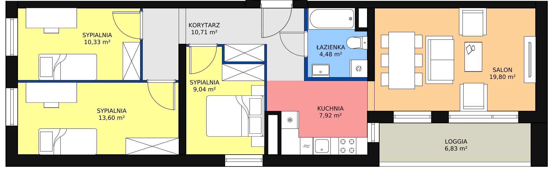 Zalety apartamentu 77.35 m², B2.2.6