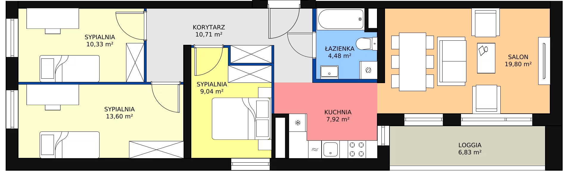 Zalety apartamentu 77.39 m², B2.4.6