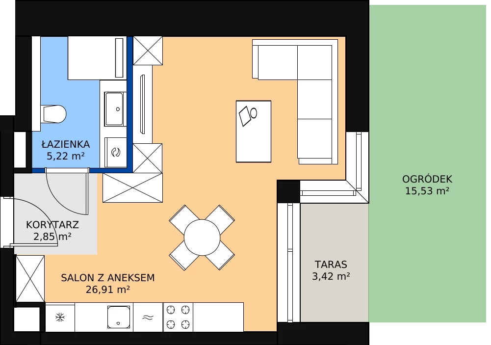 Zalety mieszkania 35.51 m², A.0.01