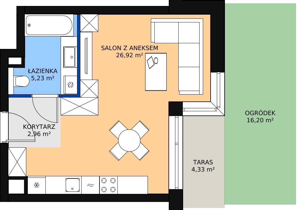 Zalety mieszkania 35.62 m², A.0.02