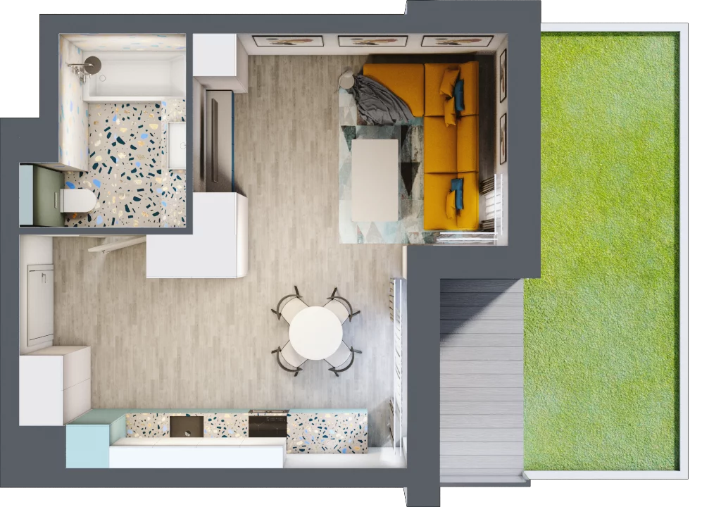 1 pokój, mieszkanie 35,62 m², parter, oferta nr A.0.02, Osiedle Baltica, Mińsk Mazowiecki, ul. Piłsudskiego 38