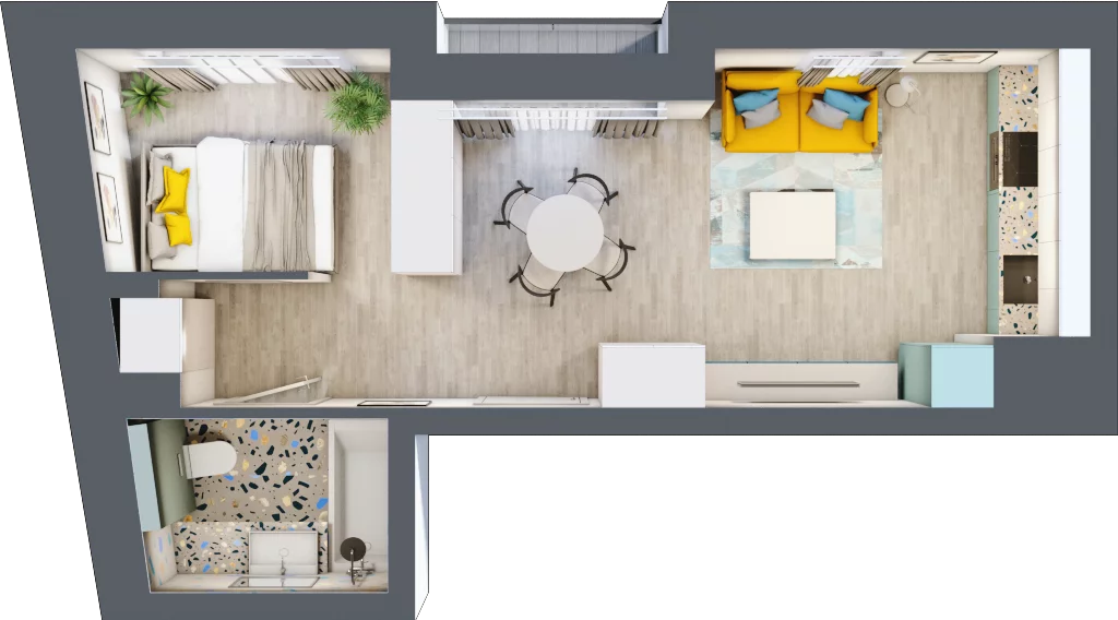 1 pokój, mieszkanie 35,59 m², piętro 2, oferta nr A.2.19, Osiedle Baltica, Mińsk Mazowiecki, ul. Piłsudskiego 38