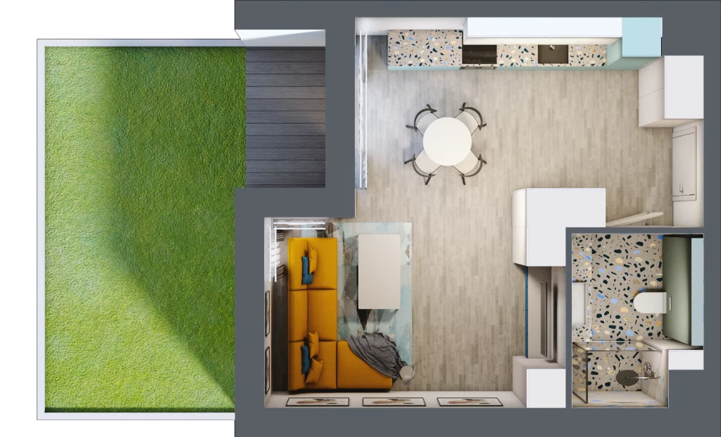 1 pokój, mieszkanie 36,28 m², parter, oferta nr B.0.45, Osiedle Baltica, Mińsk Mazowiecki, ul. Piłsudskiego 38