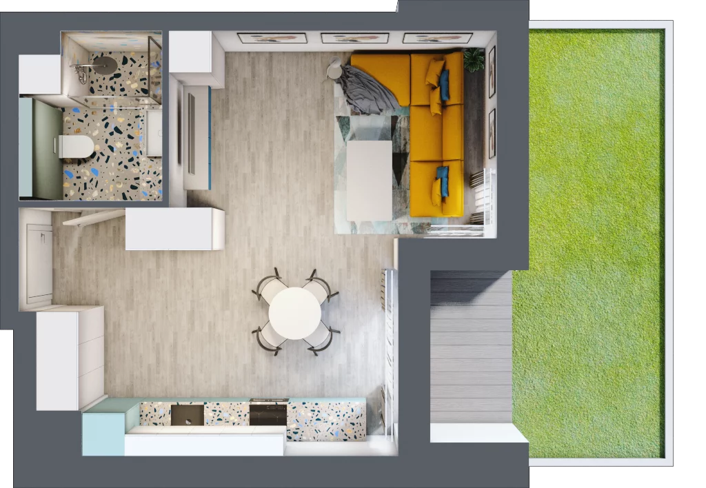 1 pokój, mieszkanie 35,89 m², parter, oferta nr B.0.49, Osiedle Baltica, Mińsk Mazowiecki, ul. Piłsudskiego 38