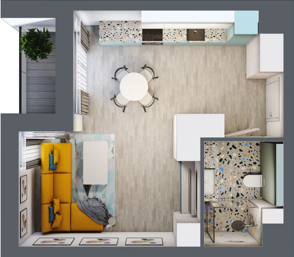 1 pokój, mieszkanie 36,28 m², piętro 1, oferta nr B.1.53, Osiedle Baltica, Mińsk Mazowiecki, ul. Piłsudskiego 38