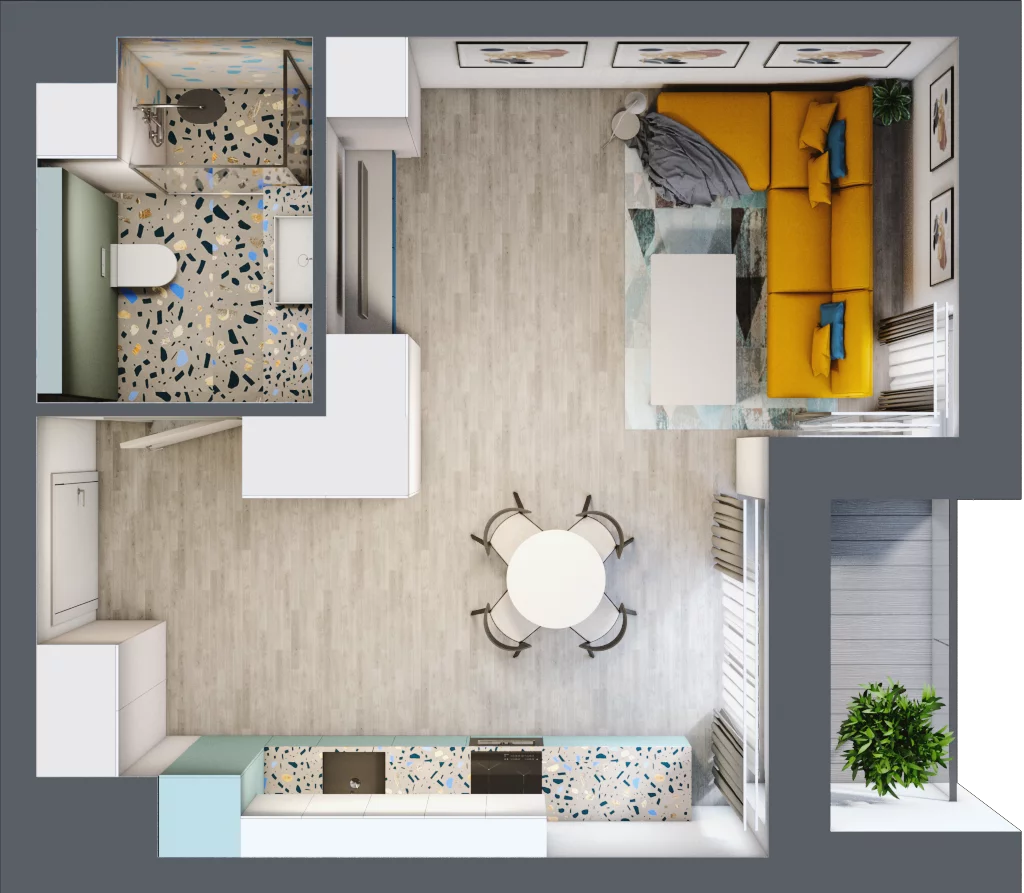 1 pokój, mieszkanie 36,25 m², piętro 3, oferta nr B.3.77, Osiedle Baltica, Mińsk Mazowiecki, ul. Piłsudskiego 38
