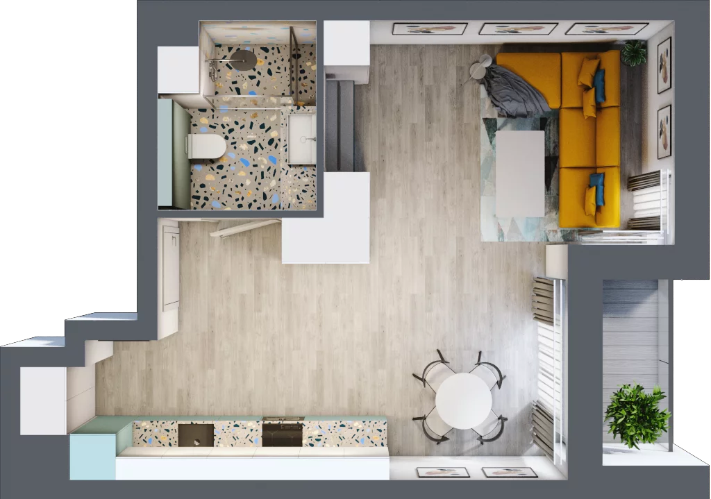 1 pokój, mieszkanie 39,41 m², piętro 3, oferta nr B.3.78, Osiedle Baltica, Mińsk Mazowiecki, ul. Piłsudskiego 38