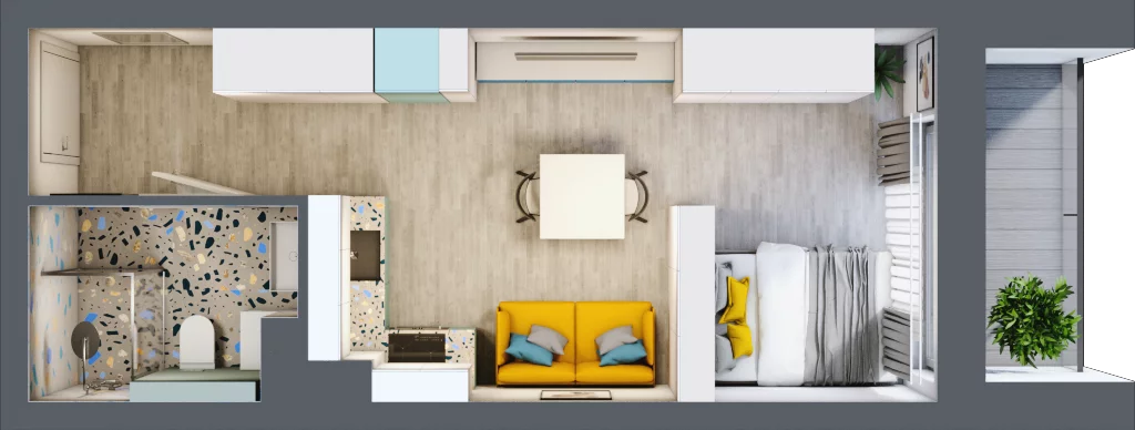 1 pokój, mieszkanie 29,82 m², piętro 2, oferta nr C.2.124, Osiedle Baltica, Mińsk Mazowiecki, ul. Piłsudskiego 38