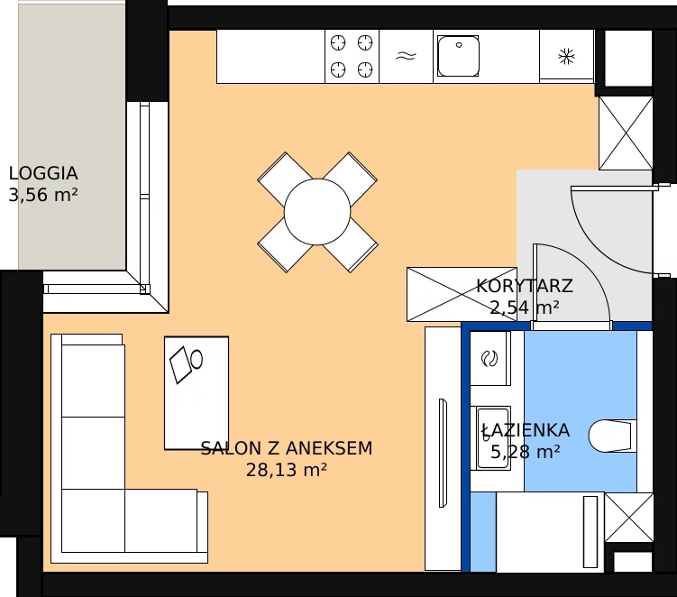 Zalety mieszkania 36.42 m², C.3.128