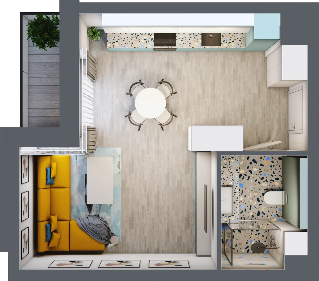 1 pokój, mieszkanie 36,42 m², piętro 3, oferta nr C.3.128, Osiedle Baltica, Mińsk Mazowiecki, ul. Piłsudskiego 38