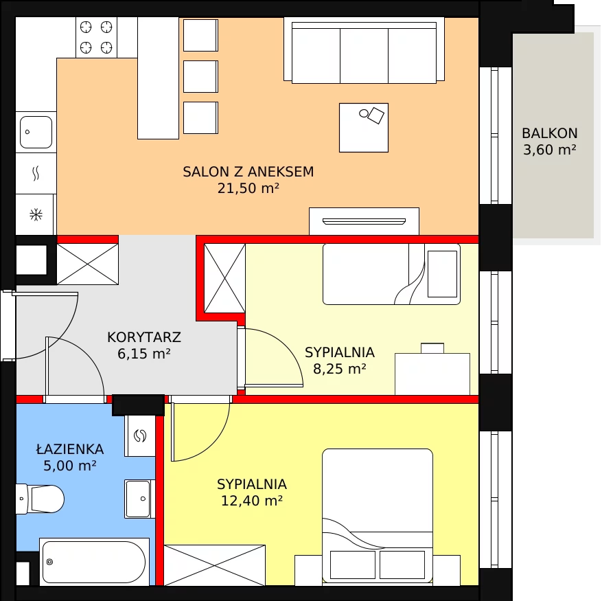 3 pokoje, mieszkanie 54,11 m², piętro 2, oferta nr 2_18, Zielone Sady, Tarczyn, ul. Zielone Sady 1, 3