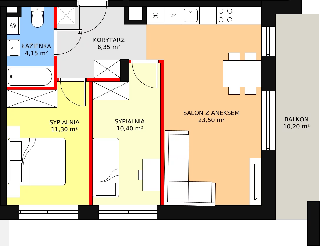 3 pokoje, mieszkanie 56,47 m², piętro 1, oferta nr 2_47, Zielone Sady, Tarczyn, ul. Zielone Sady 1, 3