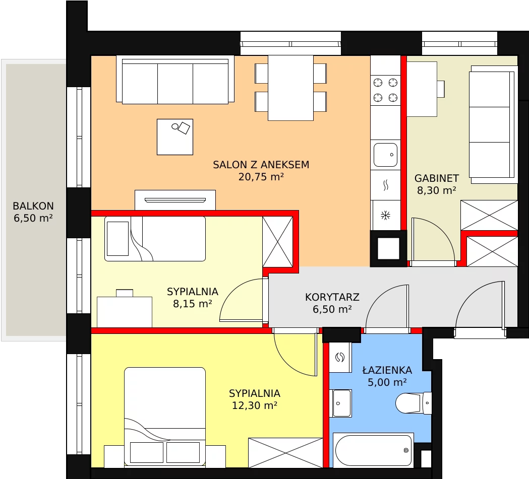 3 pokoje, mieszkanie 62,07 m², piętro 1, oferta nr 2_48, Zielone Sady, Tarczyn, ul. Zielone Sady 1, 3