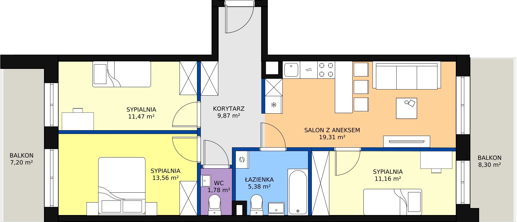 4 pokoje, mieszkanie 72,53 m², piętro 1, oferta nr 2_53, Zielone Sady, Tarczyn, ul. Zielone Sady 1, 3